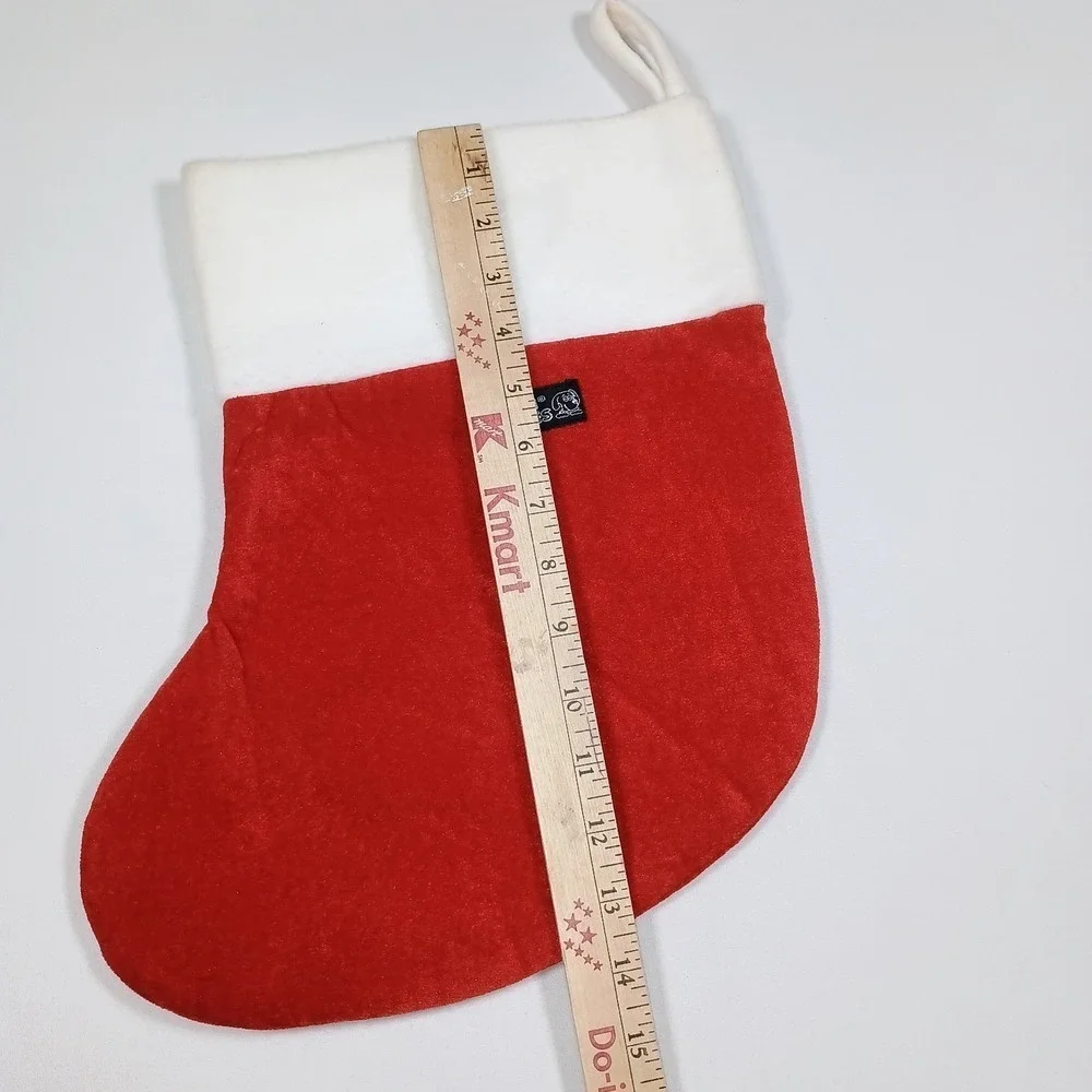 Vtg Plush Puppies Red Paw Print Stocking